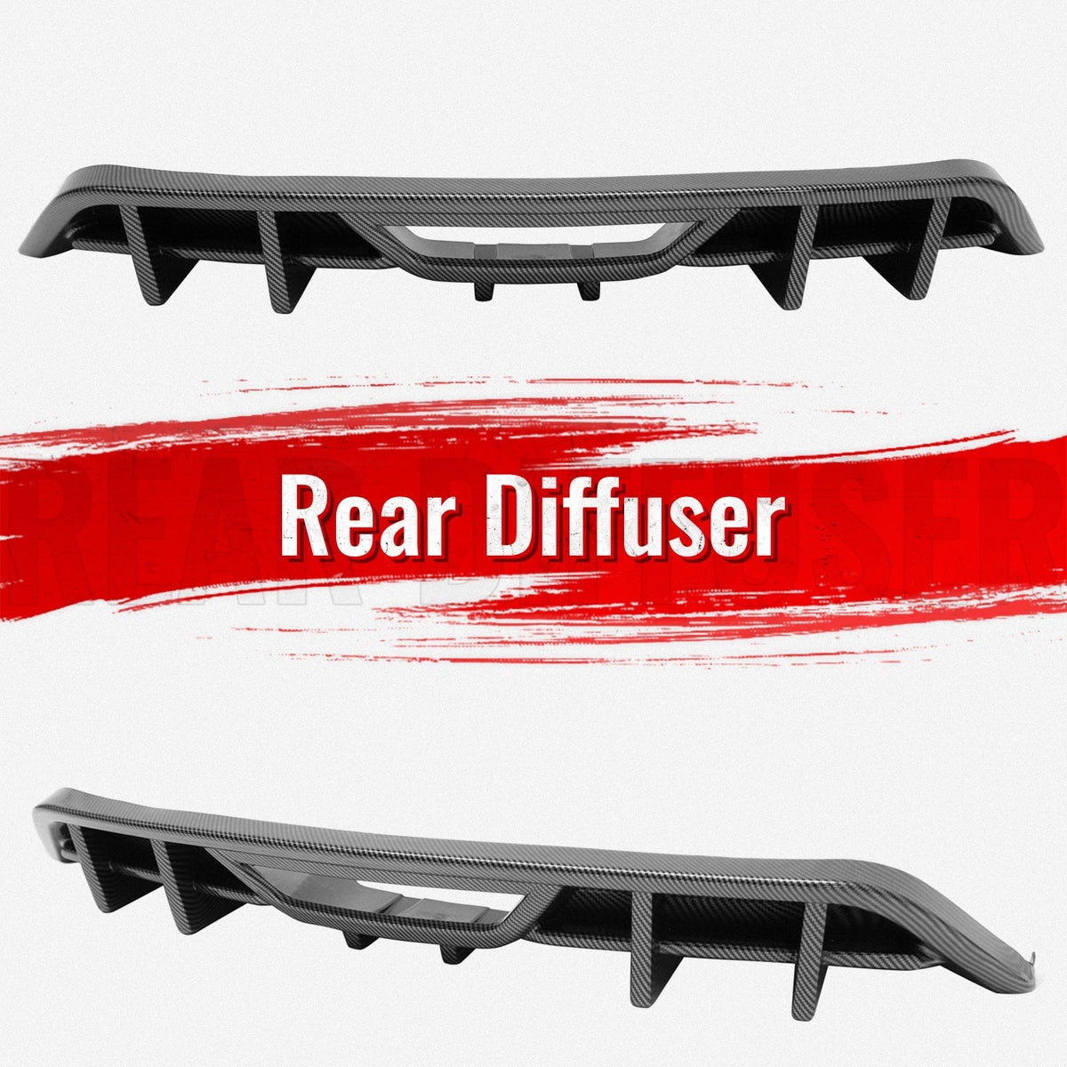 2018-2023 Ford Mustang Ecoboost & Ecoboost Premium Rear Bumper Lip Diffuser Lower Valance Exterior Auto Parts IKON Style Carbon Fiber Print PP
