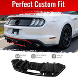 2018-2023 Ford Mustang Ecoboost & Ecoboost Premium Rear Bumper Lip Diffuser Lower Valance Exterior Auto Parts IKON Style Gloss Black PP Polypropylene