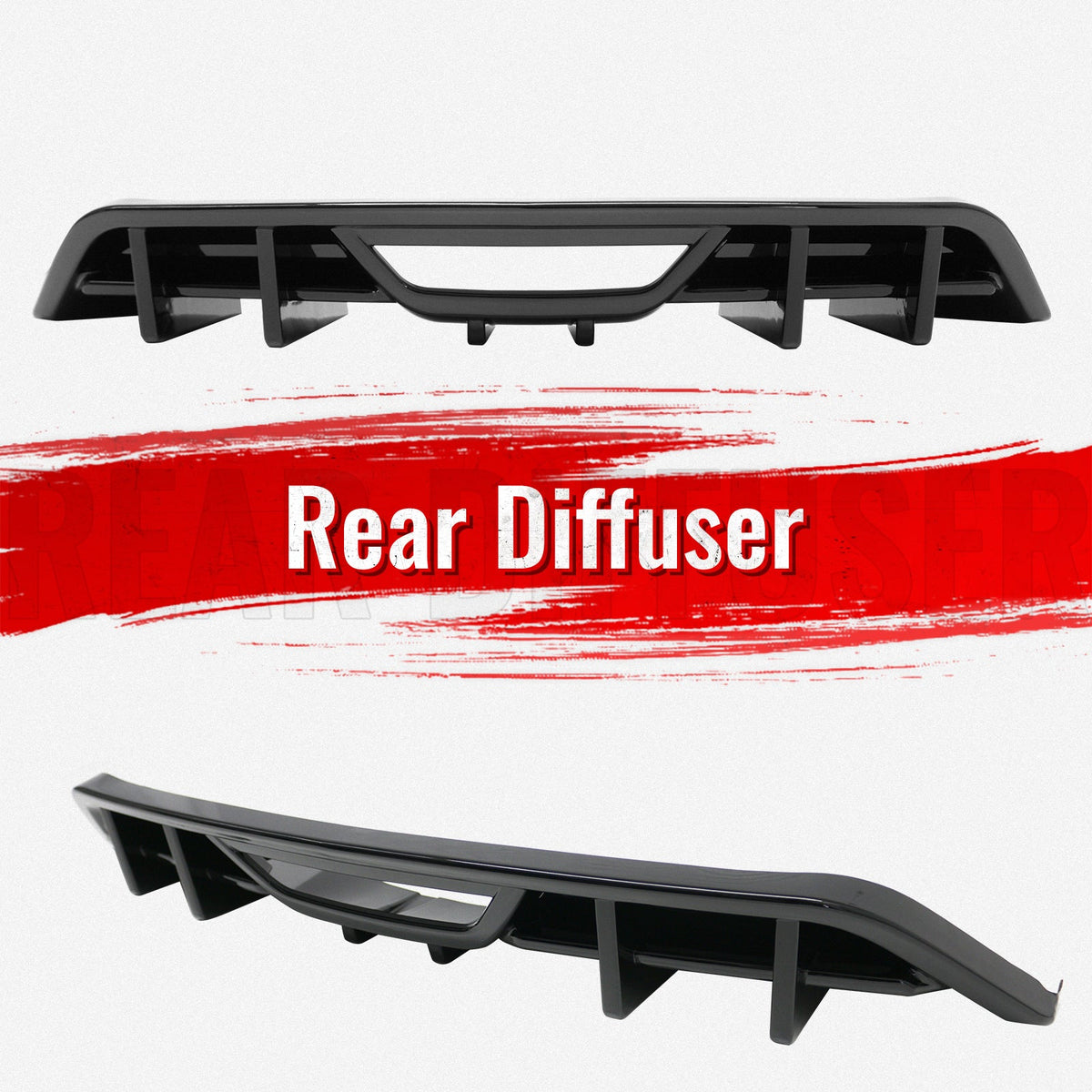 2018-2023 Ford Mustang Ecoboost & Ecoboost Premium Rear Bumper Lip Diffuser Lower Valance Exterior Auto Parts IKON Style Gloss Black PP Polypropylene