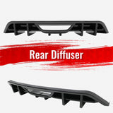 2018-2023 Ford Mustang Ecoboost & Ecoboost Premium Rear Bumper Lip Diffuser Lower Valance Exterior Auto Parts IKON Style Gloss Black PP Polypropylene
