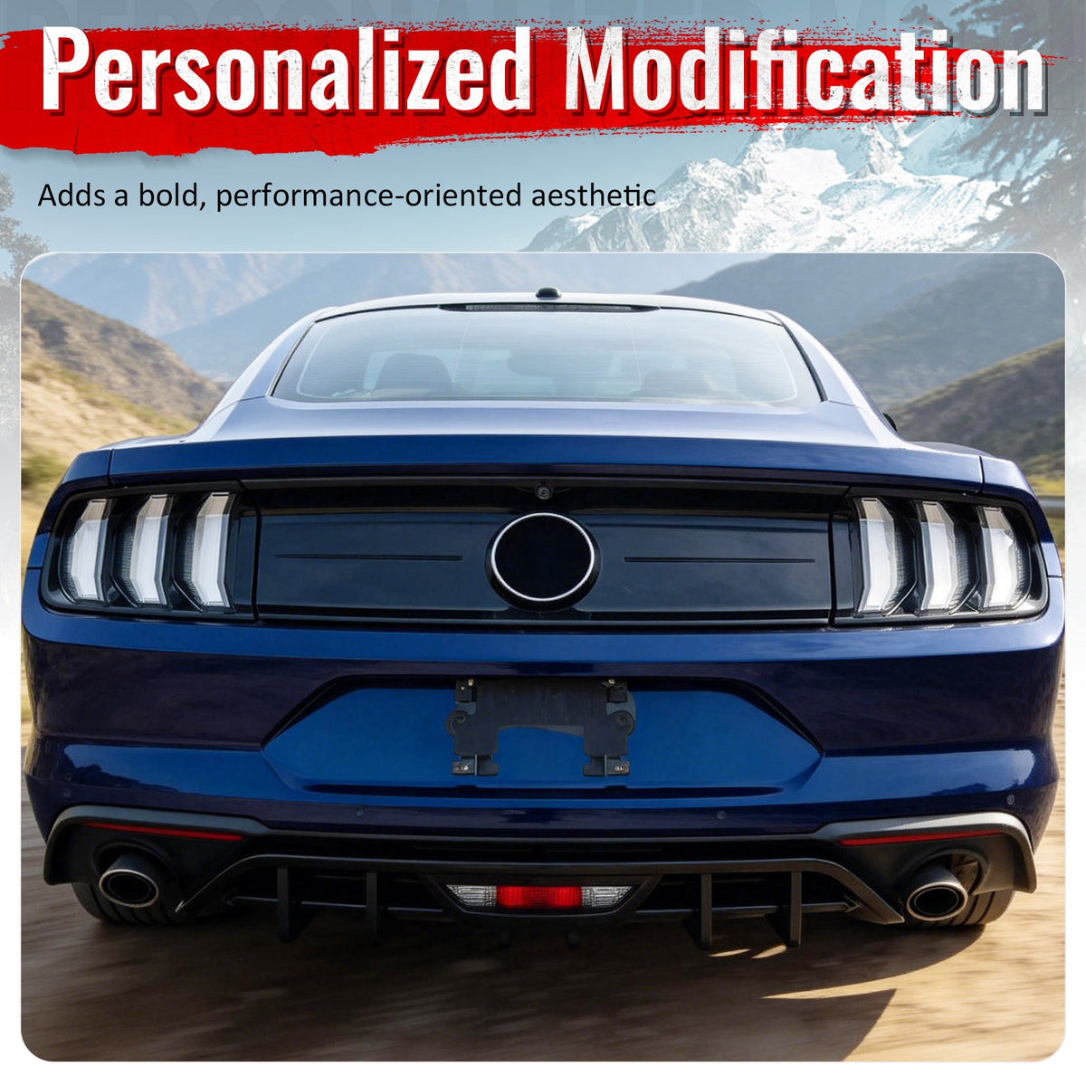 2018-2023 Ford Mustang Ecoboost & Ecoboost Premium Rear Bumper Lip Diffuser Lower Valance Exterior Auto Parts IKON Style Gloss Black PP Polypropylene