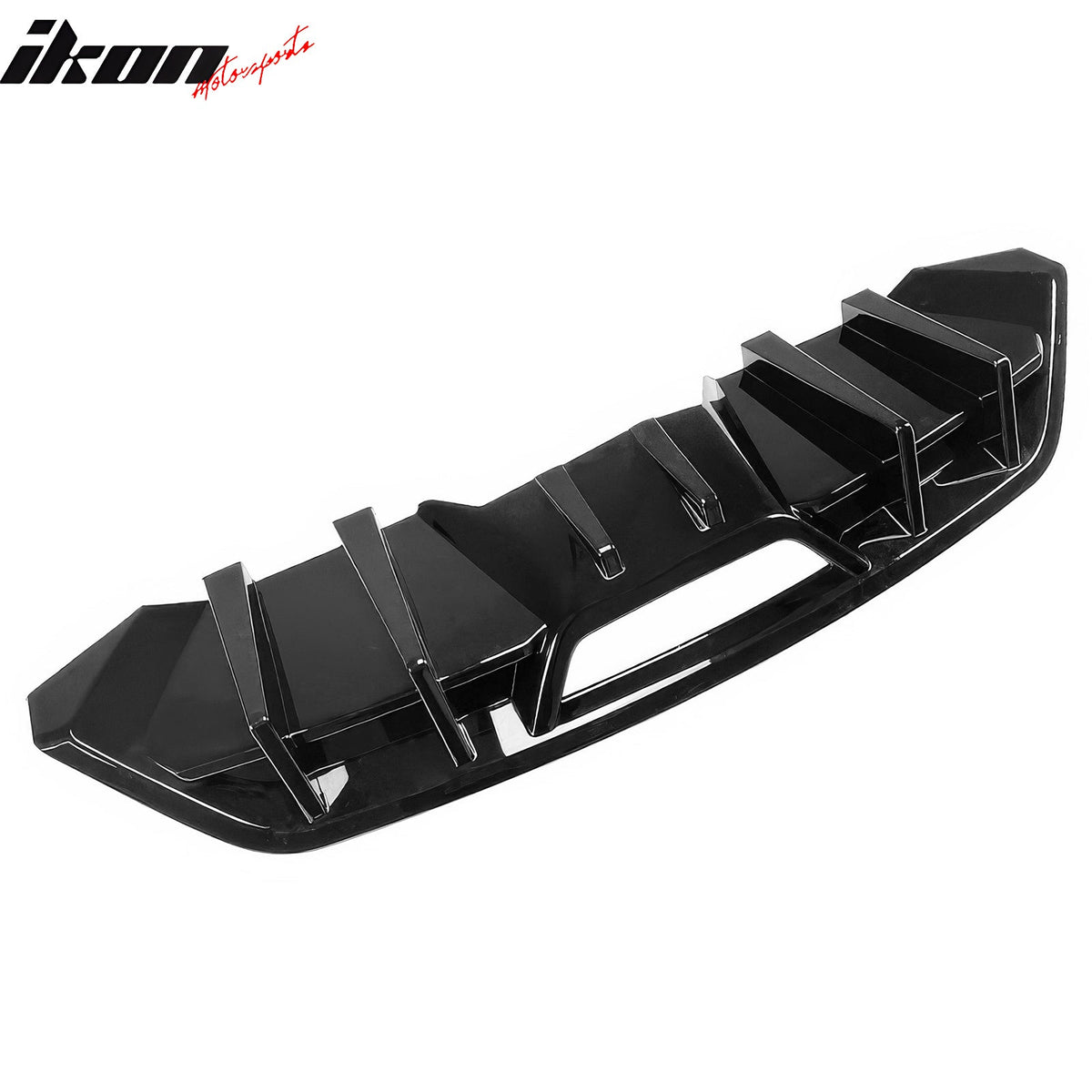 2018-2023 Ford Mustang Ecoboost & Ecoboost Premium Rear Bumper Lip Diffuser Lower Valance Exterior Auto Parts IKON Style Gloss Black PP Polypropylene