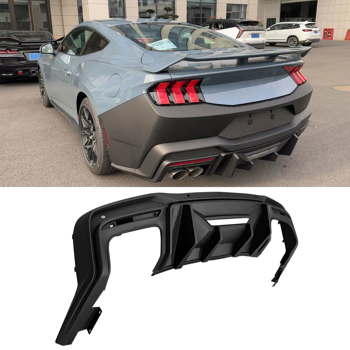 2024-2026 Ford Mustang Rock Style Matte Black Rear Diffuser Lip PP