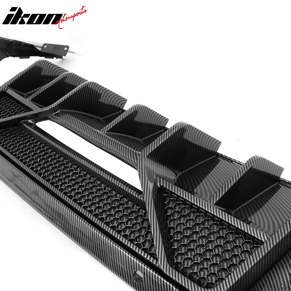 2024-2026 Ford Mustang V6 (EcoBoost)/GT/Dark Horse Rear Bumper Lip Diffuser Lower Valance Auto Parts Shelby Super Snake Style PP Carbon Fiber Print