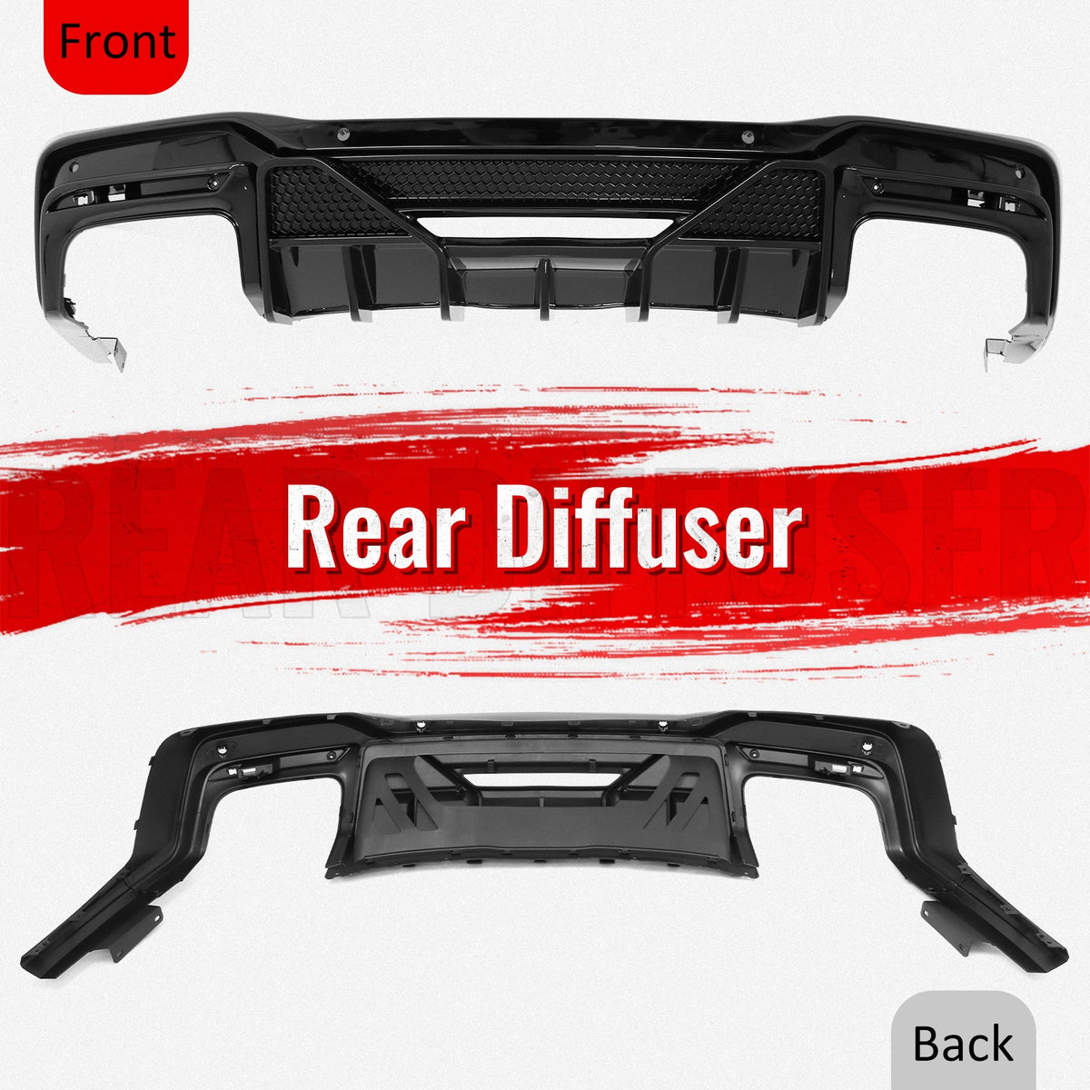 2024-2026 Ford Mustang V6 (EcoBoost)/GT/Dark Horse Rear Bumper Lip Diffuser Lower Valance Exterior Auto Parts Shelby Super Snake Style PP Gloss Black