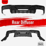 2024-2026 Ford Mustang V6 (EcoBoost)/GT/Dark Horse Rear Bumper Lip Diffuser Lower Valance Exterior Auto Parts Shelby Super Snake Style PP Gloss Black