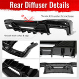2024-2026 Ford Mustang V6 (EcoBoost)/GT/Dark Horse Rear Bumper Lip Diffuser Lower Valance Exterior Auto Parts Shelby Super Snake Style PP Gloss Black