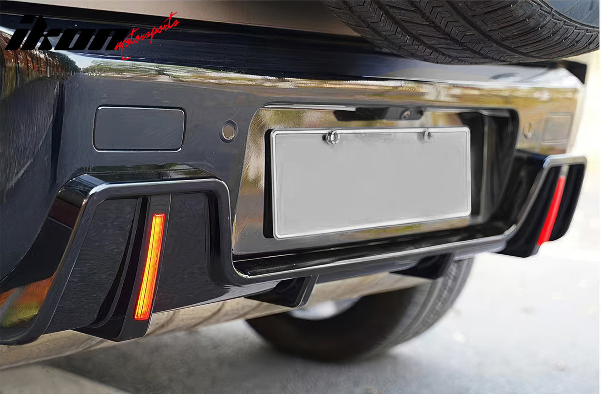 2020-2026 Land Rover Defender 90/110/130 Rear Bumper Lip with LED Brake Light IKON Style PP Gloss Black Rear Lower Spoiler Valance Splitter 1PC