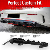 2017-2023 Benz E-Class C238 Coupe E63 Style Gloss Black Rear Diffuser PP + Exhaust Tips