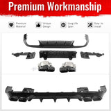 2017-2023 Benz E-Class C238 Coupe E63 Style Gloss Black Rear Diffuser PP + Exhaust Tips
