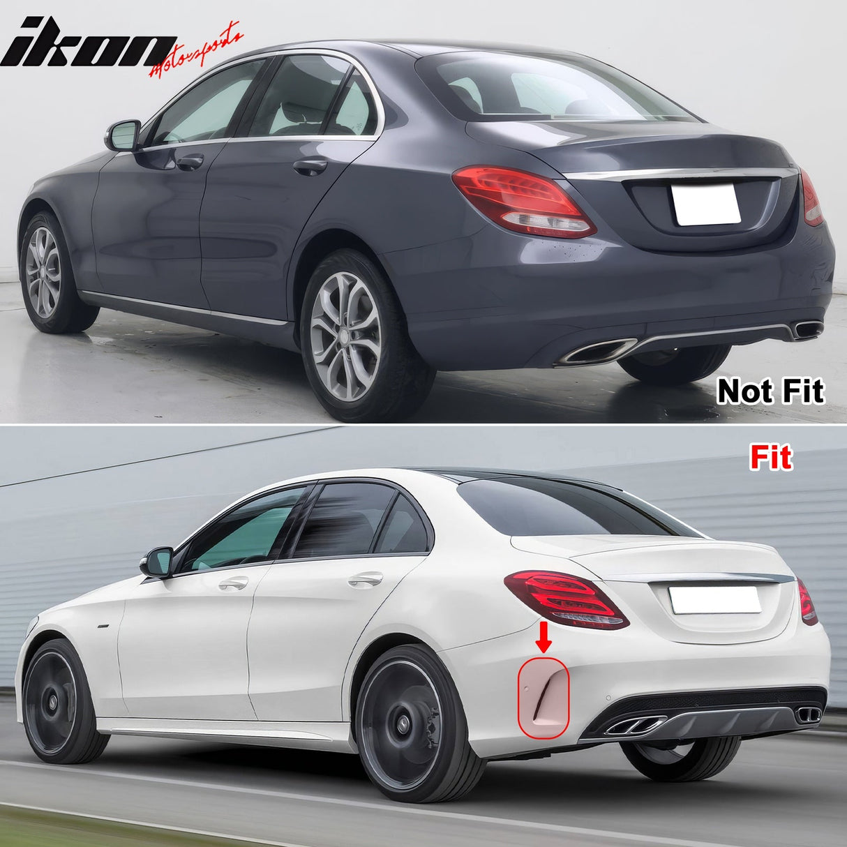 2015-2021 Benz C W205C63 C63S AMG B Style Rear Diffuser + Exhaust Tips