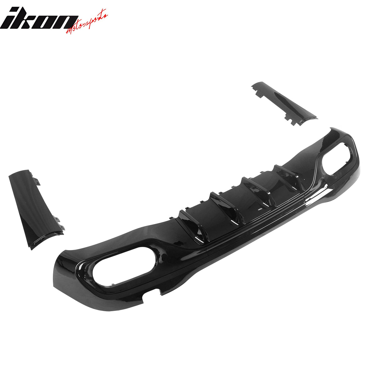 2022-2026 Benz C-Class W206 Sedan C43 Style Gloss Black Rear Diffuser PP + Exhaust Tips