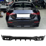 2022-2026 Benz C-Class W206 Sedan C63 Style Gloss Black Rear Diffuser PP + Exhaust Tips