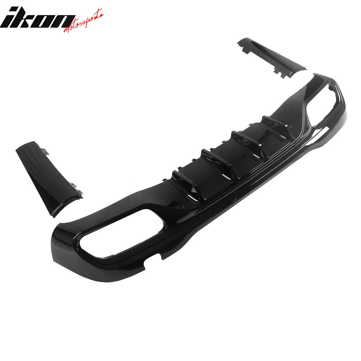 2022-2026 Benz C-Class W206 Sedan C63 Style Gloss Black Rear Diffuser PP + Exhaust Tips