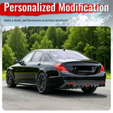 2014-2017 Benz S-Class W222 V222 Brabus Style Carbon Fiber Print Rear Bumper Diffuser & Black Exhaust