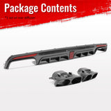 2014-2017 Benz S-Class W222 V222 Brabus Style Carbon Fiber Print Rear Bumper Diffuser & Black Exhaust