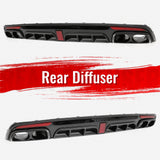 2014-2017 Benz S-Class W222 V222 Brabus Style Gloss Black Rear Bumper Diffuser & Black Exhaust