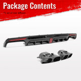 2014-2017 Benz S-Class W222 V222 Brabus Style Gloss Black Rear Bumper Diffuser & Black Exhaust