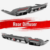 2018-2020 Benz S-Class W222 V222 Brabus Style Carbon Fiber Print Rear Bumper Diffuser & Black Exhaust