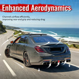 2018-2020 Benz S-Class W222 V222 Brabus Style Carbon Fiber Print Rear Bumper Diffuser & Black Exhaust