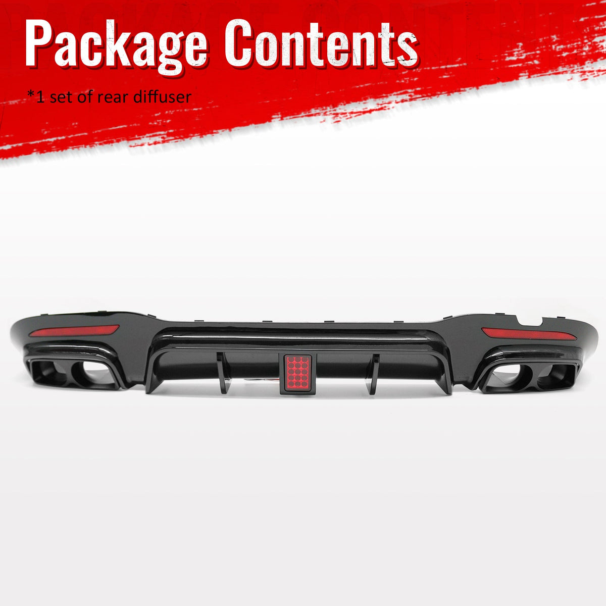 2018-2020 Benz S-Class W222 V222 Brabus Style Gloss Black Rear Bumper Diffuser & Black Exhaust