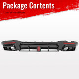 2018-2020 Benz S-Class W222 V222 Brabus Style Gloss Black Rear Bumper Diffuser & Black Exhaust