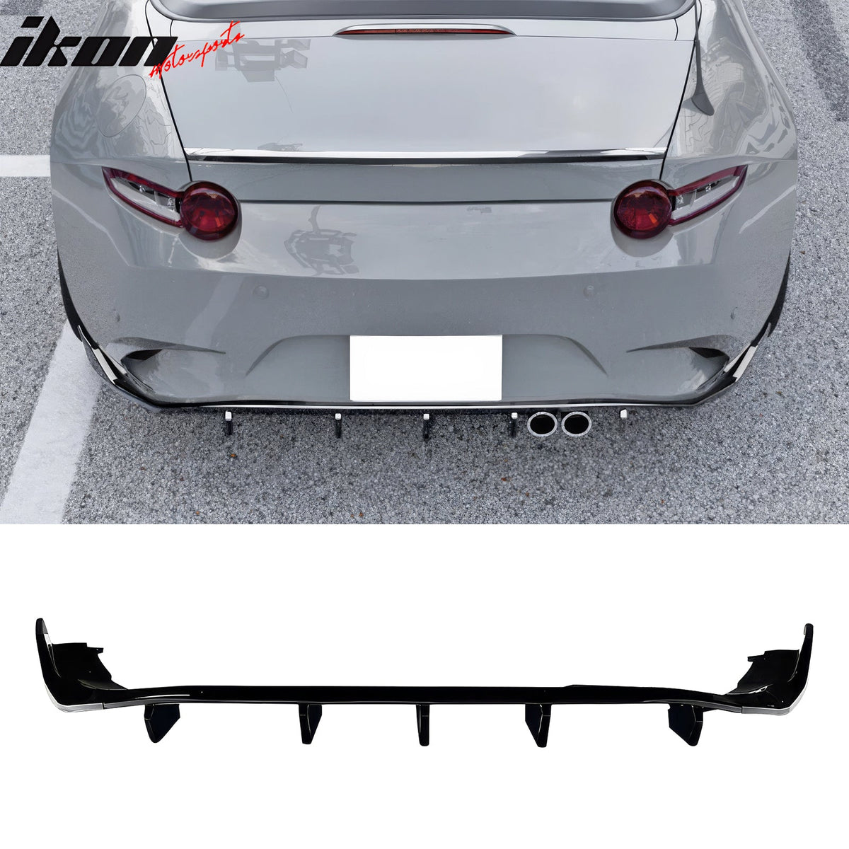 2016-2026 Mazda MX-5 Miata Gloss Black IKON Style Rear Bumper Diffuser ABS 3PCS