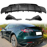 2017-2024 Tesla Model 3 Rear Diffuser with Aprons  IKON Style 3PC
