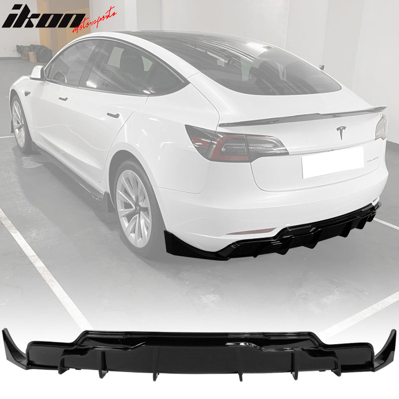 2017-2024 Tesla Model 3 Rear Diffuser with Aprons  IKON Style 3PC