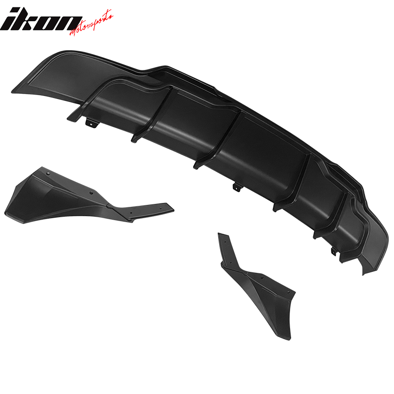 2017-2024 Tesla Model 3 Rear Diffuser with Aprons  IKON Style 3PC