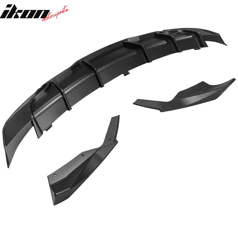 2017-2024 Tesla Model 3 Rear Diffuser with Aprons  IKON Style 3PC