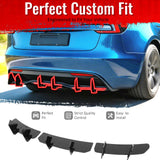 2024-2026 Tesla Model 3 3PCS Rear Bumper Lip Diffuser Shark Fin Lower Valance Exterior Auto Parts IKON Style Painted Gloss Black ABS Plastic