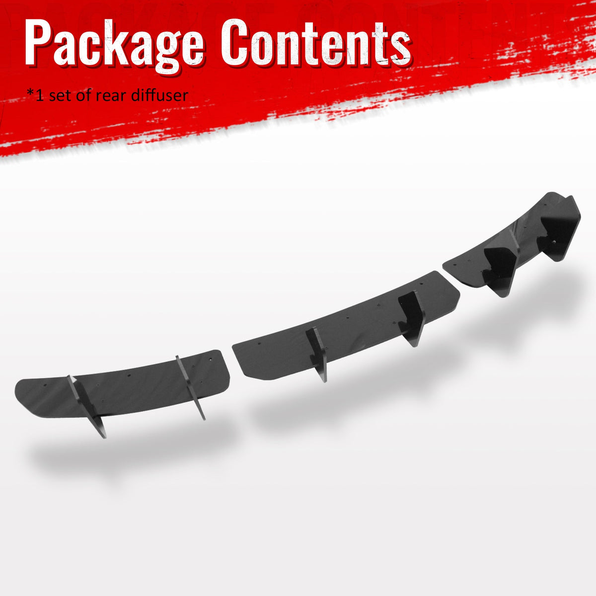 2024-2026 Tesla Model 3 3PCS Rear Bumper Lip Diffuser Shark Fin Lower Valance Exterior Auto Parts IKON Style Painted Gloss Black ABS Plastic