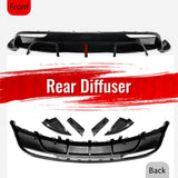 2024-2026 Tesla Model 3 5PCS Rear Bumper Lip Diffuser W/LED Light Lower Valance Exterior Auto Parts Painted Gloss Black PP Polypropylene