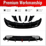 2024-2026 Tesla Model 3 5PCS Rear Bumper Lip Diffuser W/LED Light Lower Valance Exterior Auto Parts Painted Gloss Black PP Polypropylene
