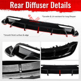 2024-2026 Tesla Model 3 5PCS Rear Bumper Lip Diffuser W/LED Light Lower Valance Exterior Auto Parts Painted Gloss Black PP Polypropylene