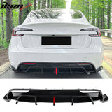 2024-2026 Tesla Model 3 5PCS Rear Bumper Lip Diffuser W/LED Light Lower Valance Exterior Auto Parts Painted Gloss Black PP Polypropylene