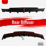 2016-2021 Tesla Model S Rear Diffuser Lip W/ LED Brake Light Lamp Carbon Fiber Print PP