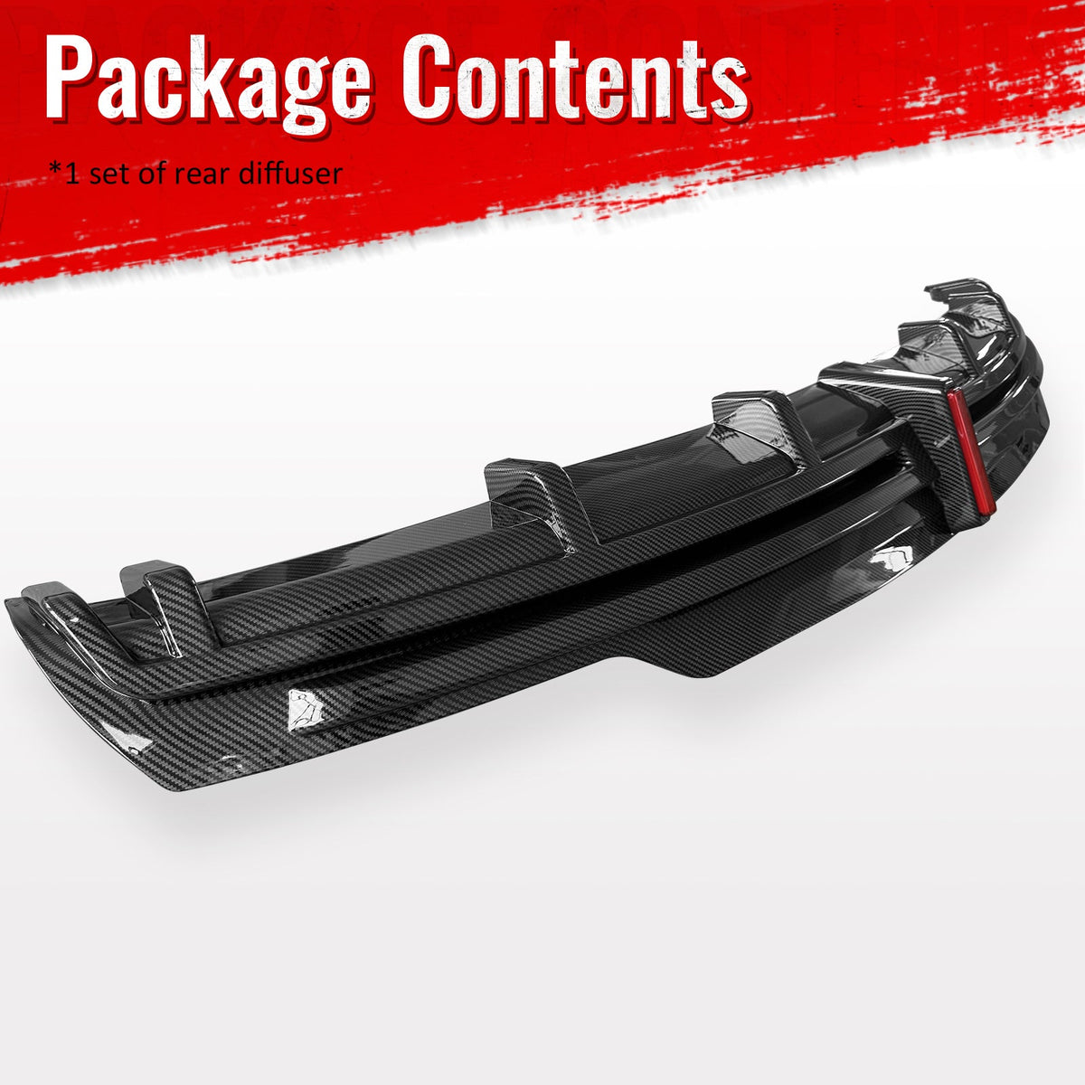 2016-2021 Tesla Model S Rear Diffuser Lip W/ LED Brake Light Lamp Carbon Fiber Print PP
