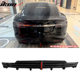 2016-2021 Tesla Model S Rear Diffuser Lip W/ LED Brake Light Lamp Carbon Fiber Print PP