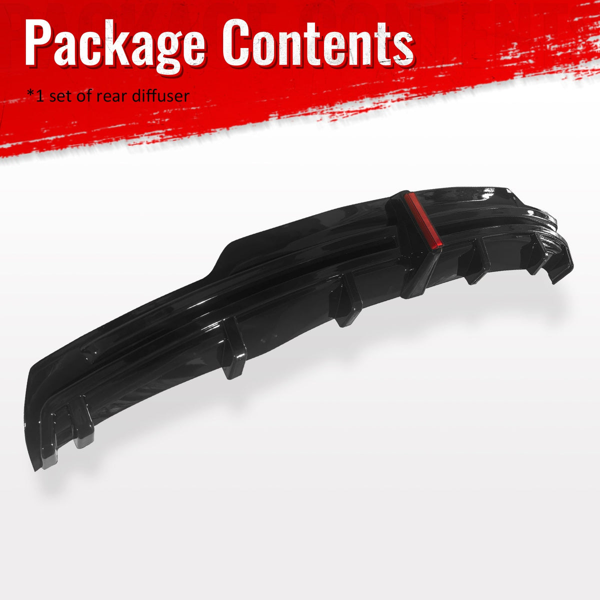 2016-2021 Tesla Model S Rear Diffuser Lip W/ LED Brake Light Lamp Gloss Black PP