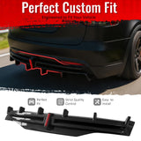 2016-2021 Tesla Model X Rear Diffuser Lip W/ LED Brake Light Lamp Carbon Fiber Print PP