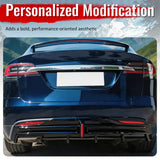 2016-2021 Tesla Model X Rear Diffuser Lip W/ LED Brake Light Lamp Carbon Fiber Print PP