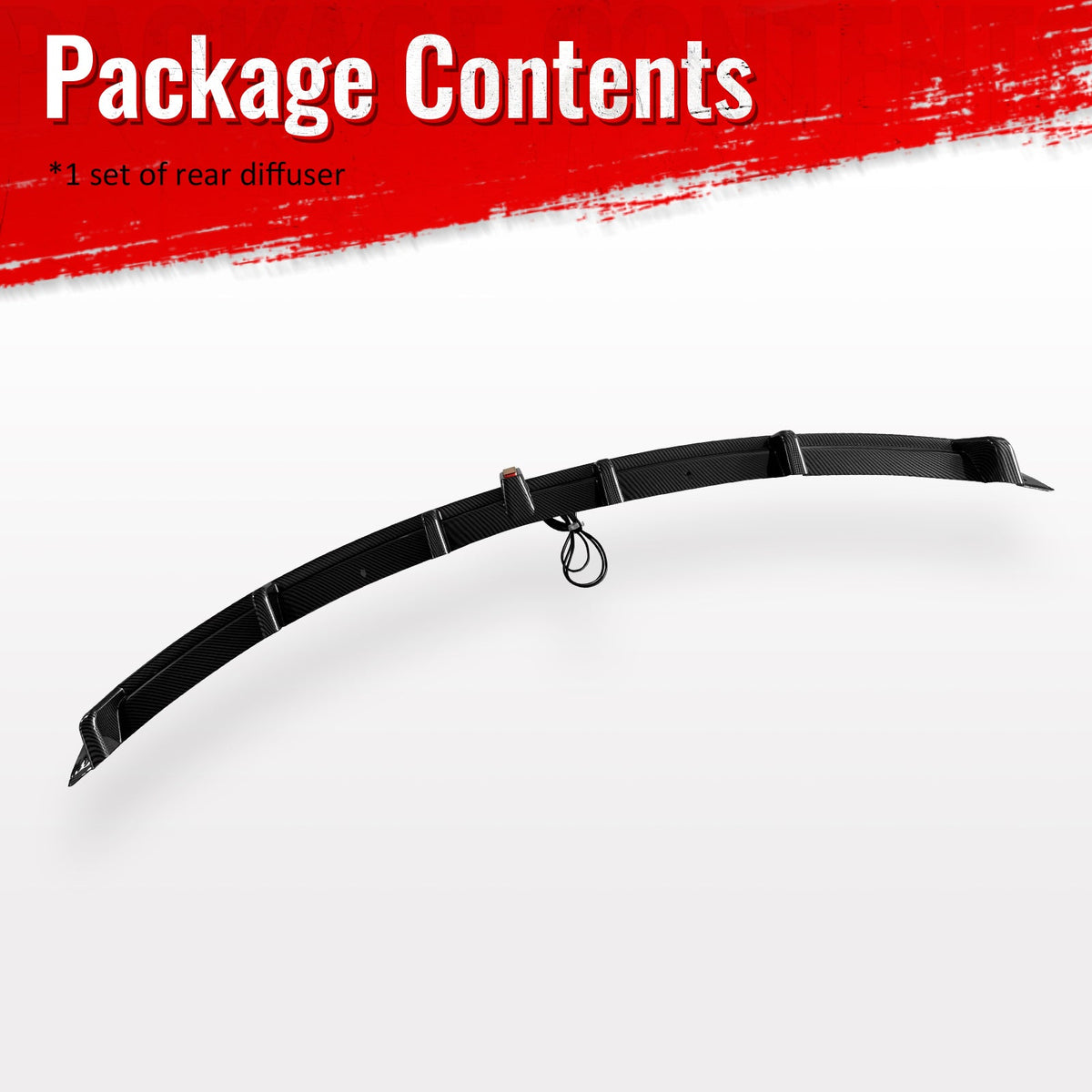 2016-2021 Tesla Model X Rear Diffuser Lip W/ LED Brake Light Lamp Carbon Fiber Print PP