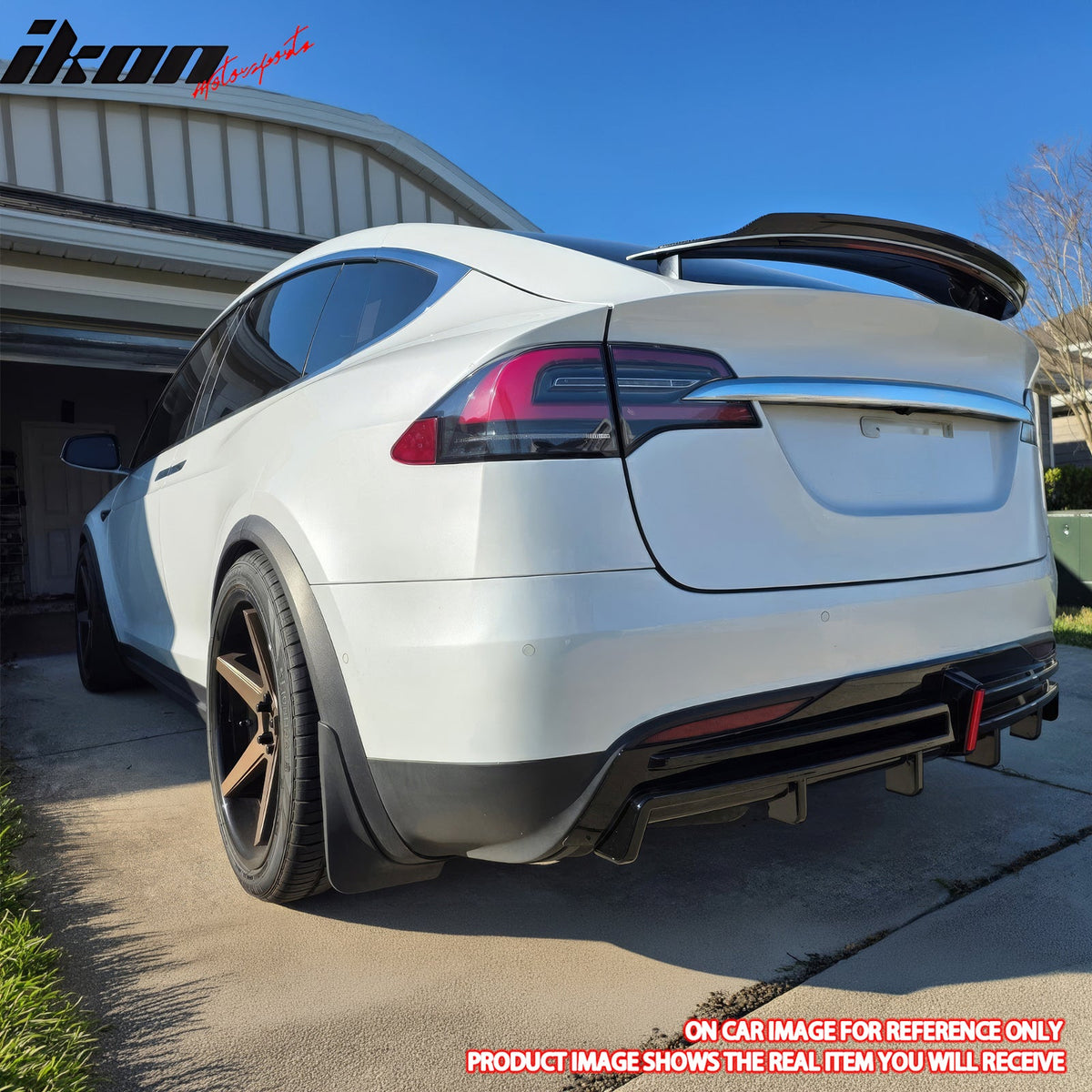 2016-2021 Tesla Model X Rear Diffuser Lip W/ LED Brake Light Lamp Carbon Fiber Print PP