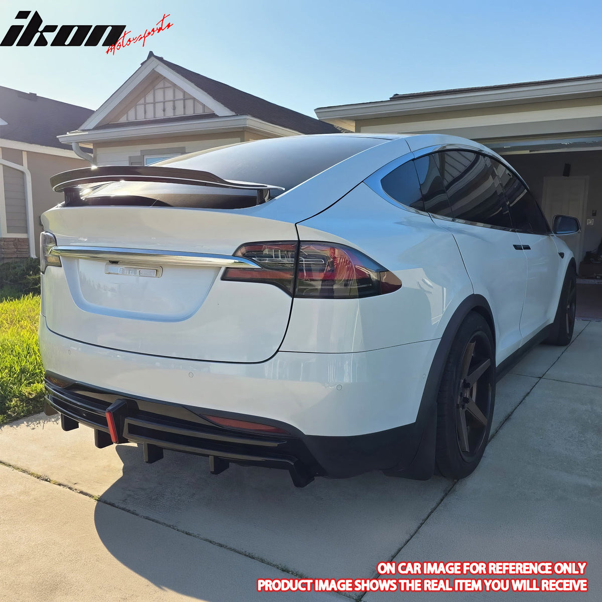 2016-2021 Tesla Model X Rear Diffuser Lip W/ LED Brake Light Lamp Carbon Fiber Print PP