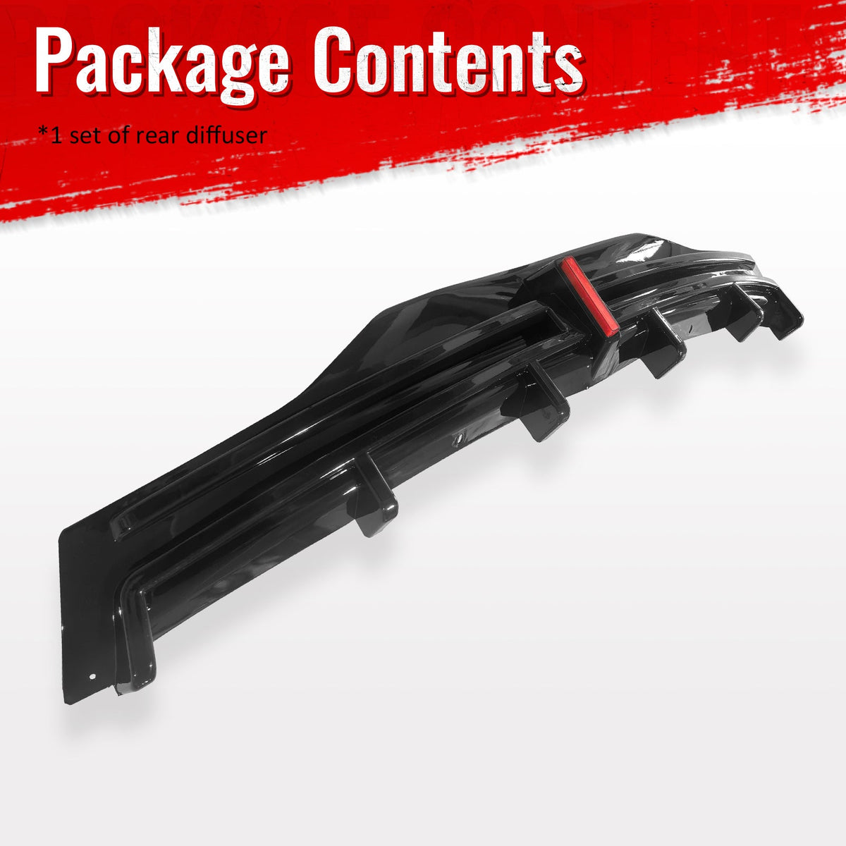 2016-2021 Tesla Model X Rear Diffuser Lip W/ LED Brake Light Lamp Gloss Black PP