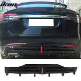 2016-2021 Tesla Model X Rear Diffuser Lip W/ LED Brake Light Lamp Gloss Black PP