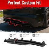 2016-2021 Tesla Model X Rear Diffuser Lip W/ LED Brake Light Lamp Matte Black PP