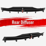 2016-2021 Tesla Model X Rear Diffuser Lip W/ LED Brake Light Lamp Matte Black PP